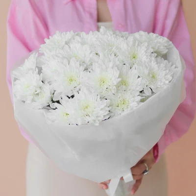 Букет из кустовых хризантем "Белоснежное облако" S